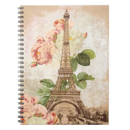 Pink Rose  Romantic Spiral notebook, Parijs roze Notitieboek (Voorkant)