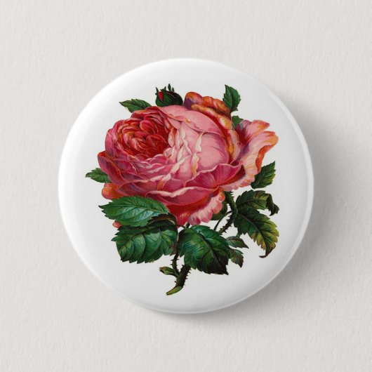 PINK ROSE RONDE BUTTON 5,7 CM (Voorkant)