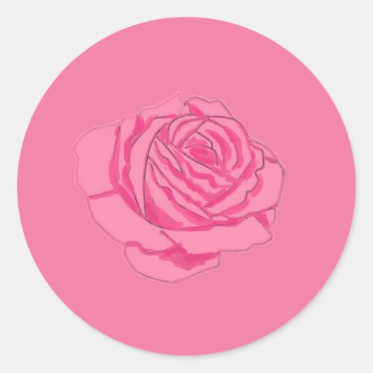 Pink rose ronde sticker (Voorkant)