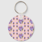 Pink Rose Roses Watercolor Vintage Customizable Sleutelhanger (Achterkant)