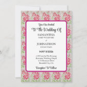 Pink Rose Rozen Flower Wedding Invitation Kaart (Voorkant)