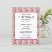 Pink Rose Rozen Flower Wedding Invitation Kaart (Staand voorkant)