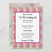 Pink Rose Rozen Flower Wedding Invitation Kaart (Voorkant / Achterkant)