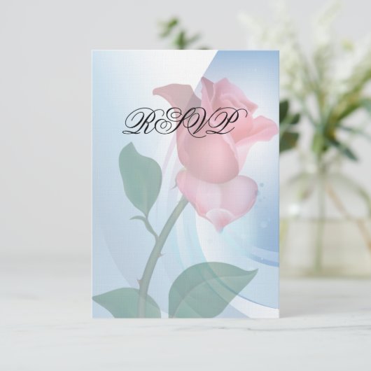 Pink Rose RSVP Uitnodiging (Staand voorkant)