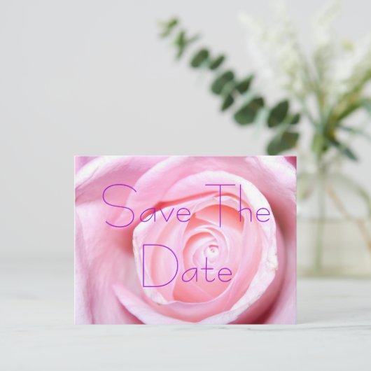 Pink Rose, Save the Date Briefkaart (Staand voorkant)
