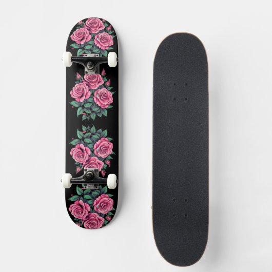 Pink Rose Schattige Flowers Persoonlijk Skateboard (Voorkant)