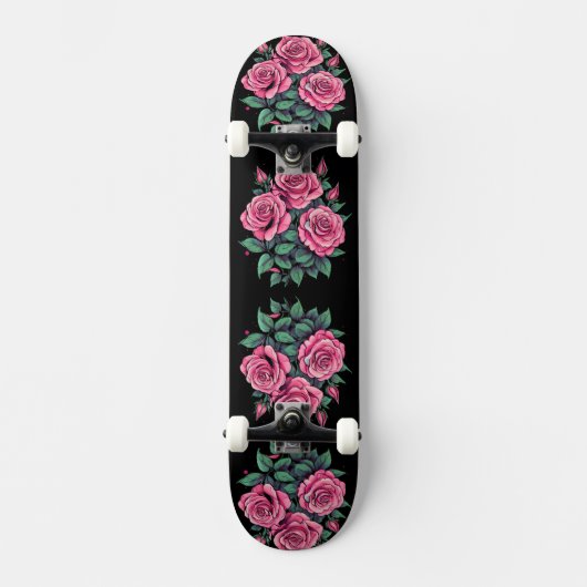 Pink Rose Schattige Flowers Persoonlijk Skateboard (Voorkant)