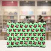 Pink Rose Seamless Pattern on Light Green Pouch Etui