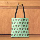 Pink Rose Seamless Pattern on Light Green Tote Bag