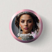 Pink Rose Shine Pageant Button Pin Custom Foto (Voorkant)