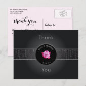 Pink Rose Silver Glow Ribbon Dank u Briefkaart (Voorkant / Achterkant)
