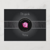 Pink Rose Silver Glow Ribbon Dank u Briefkaart (Voorkant)