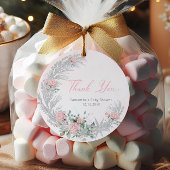 Pink Rose Silver Winter Thank you Bedankjes Labels