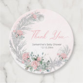 Pink Rose Silver Winter Thank you Bedankjes Labels (Voorkant)