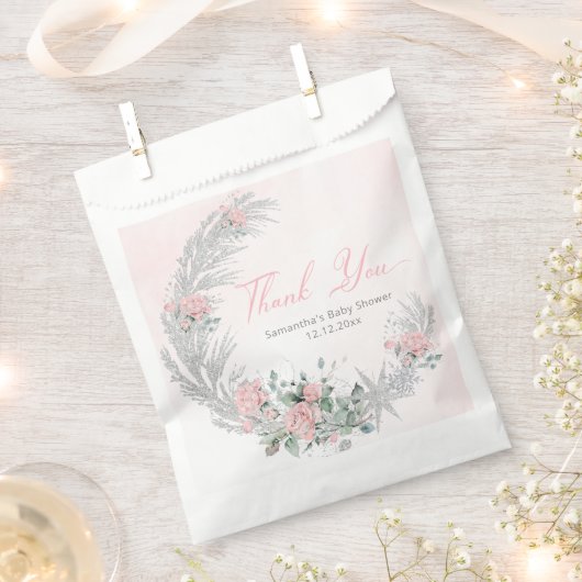 Pink Rose Silver Winter Thank you Bedankzakje (Geknipt)