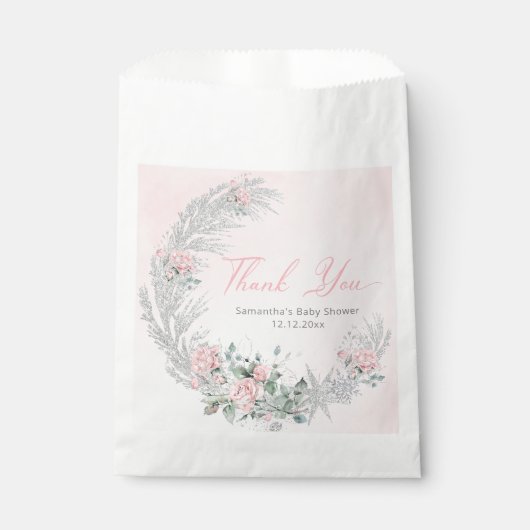 Pink Rose Silver Winter Thank you Bedankzakje (Voorkant)