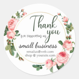 Pink Rose Small Business Dank u Logo Gepersonalise Ronde Sticker