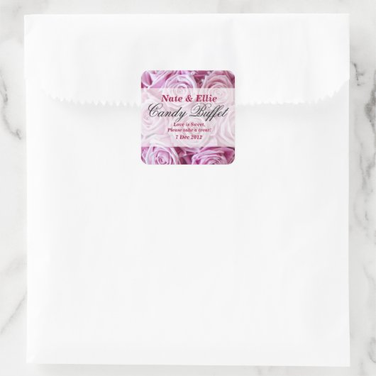 PInk Rose Snoep Buffet Sticker (Tas)