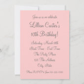 Pink Rose Sparkle Girls Verjaardagsfeestje Uitnodi Kaart (Achterkant)