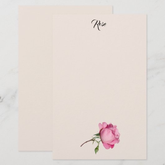 Pink Rose Stationery Briefpapier (Voorkant / Achterkant)