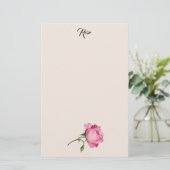 Pink Rose Stationery Briefpapier (Staand voorkant)