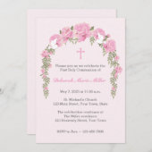 Pink Rose Trellis religieuze uitnodiging (Voorkant / Achterkant)