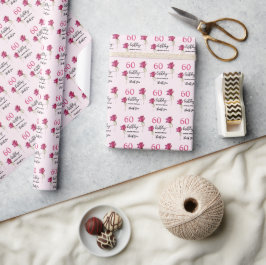 Pink Rose Waterverf Art Kalligrafie Verjaardag Cadeaupapier