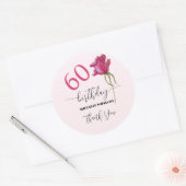 Pink Rose Waterverf Art Kalligrafie Verjaardag Ronde Sticker (Envelop)
