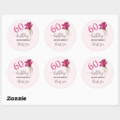 Pink Rose Waterverf Art Kalligrafie Verjaardag Ronde Sticker (Vel)