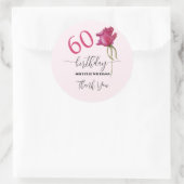 Pink Rose Waterverf Art Kalligrafie Verjaardag Ronde Sticker (Tas)