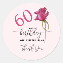 Pink Rose Waterverf Art Kalligrafie Verjaardag Ronde Sticker