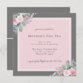 Pink Rose Waterverf Moederdag Uitnodiging (Voorkant / Achterkant)
