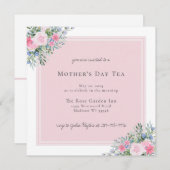 Pink Rose Waterverf Moederdag Uitnodiging (Voorkant / Achterkant)