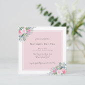 Pink Rose Waterverf Moederdag Uitnodiging (Staand voorkant)