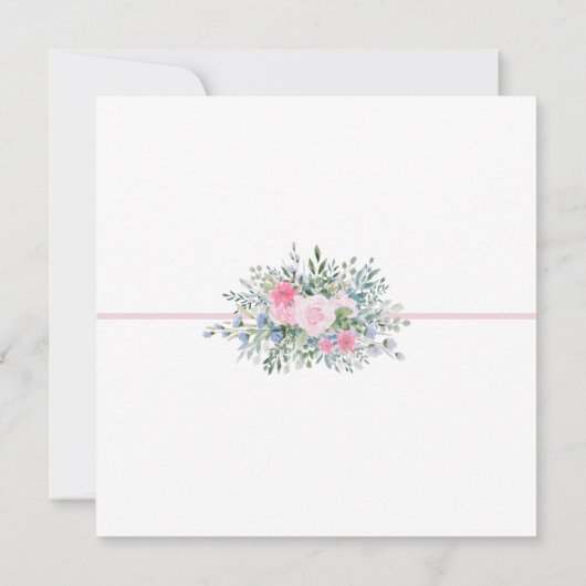 Pink Rose Waterverf Moederdag Uitnodiging (Achterkant)