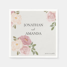 Pink Rose Wedding Cocktail Servet