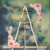 Pink Rose Welcome Sign Acryl Bord (Neutraal)