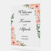 Pink Rose Welcome Sign Acryl Bord (Hoek)