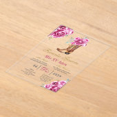 Pink rose with boot Quinceañera Invitation Acryl Uitnodigingen (Laagn)