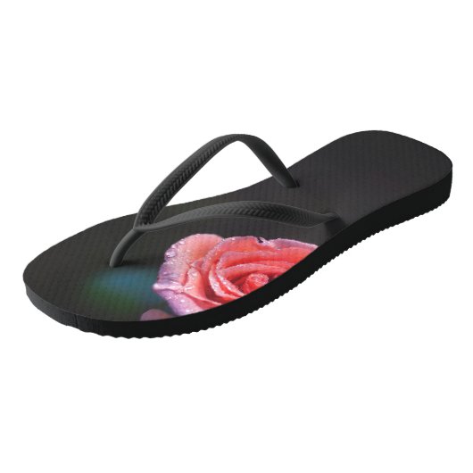 Pink Rose with Dew Teenslippers (Schuin)