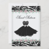 Pink Rose Zebra Sweet Sixteen Verjaardagsfeest Kaart (Voorkant)