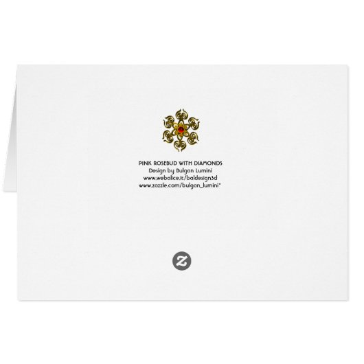 PINK ROSEBUD EN DIAMONDS BLUE DAMASK Moederdag (Achterkant Horizontaal)