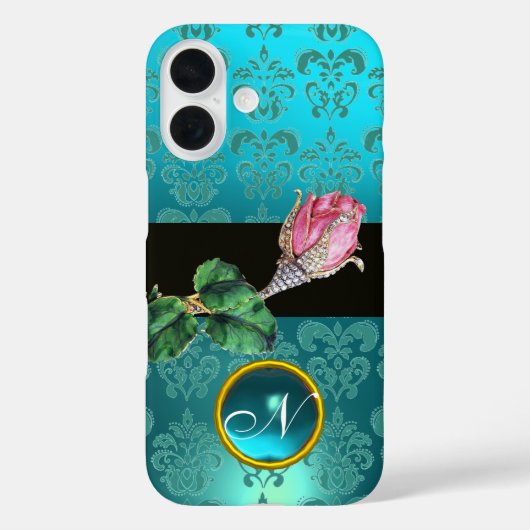 PINK ROSEBUD JEWEL, BLAUW BLAUWGROEN DAMASK GEM MO Case-Mate iPhone CASE (Achterkant)