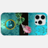 PINK ROSEBUD JEWEL, BLAUW BLAUWGROEN DAMASK GEM MO Case-Mate iPhone CASE (Achterkant (horizontaal))
