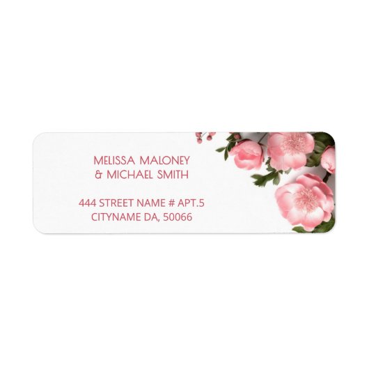 Pink Roses 3D Flowers |  Wedding Etiket (Voorkant)