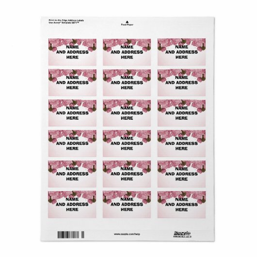 PINK ROSES ADRESETIKETTEN ETIKET (Full Sheet)