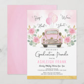 Pink Roses Afstuderen Parade High School Afstudeer Kaart (Voorkant / Achterkant)