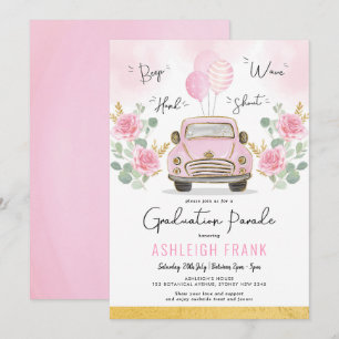 Pink Roses Afstuderen Parade High School Afstudeer Kaart