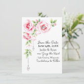 Pink Roses and Diamonds Floral Wedding  Save The Date (Staand voorkant)