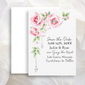 Pink Roses and Diamonds Floral Wedding  Save The Date
